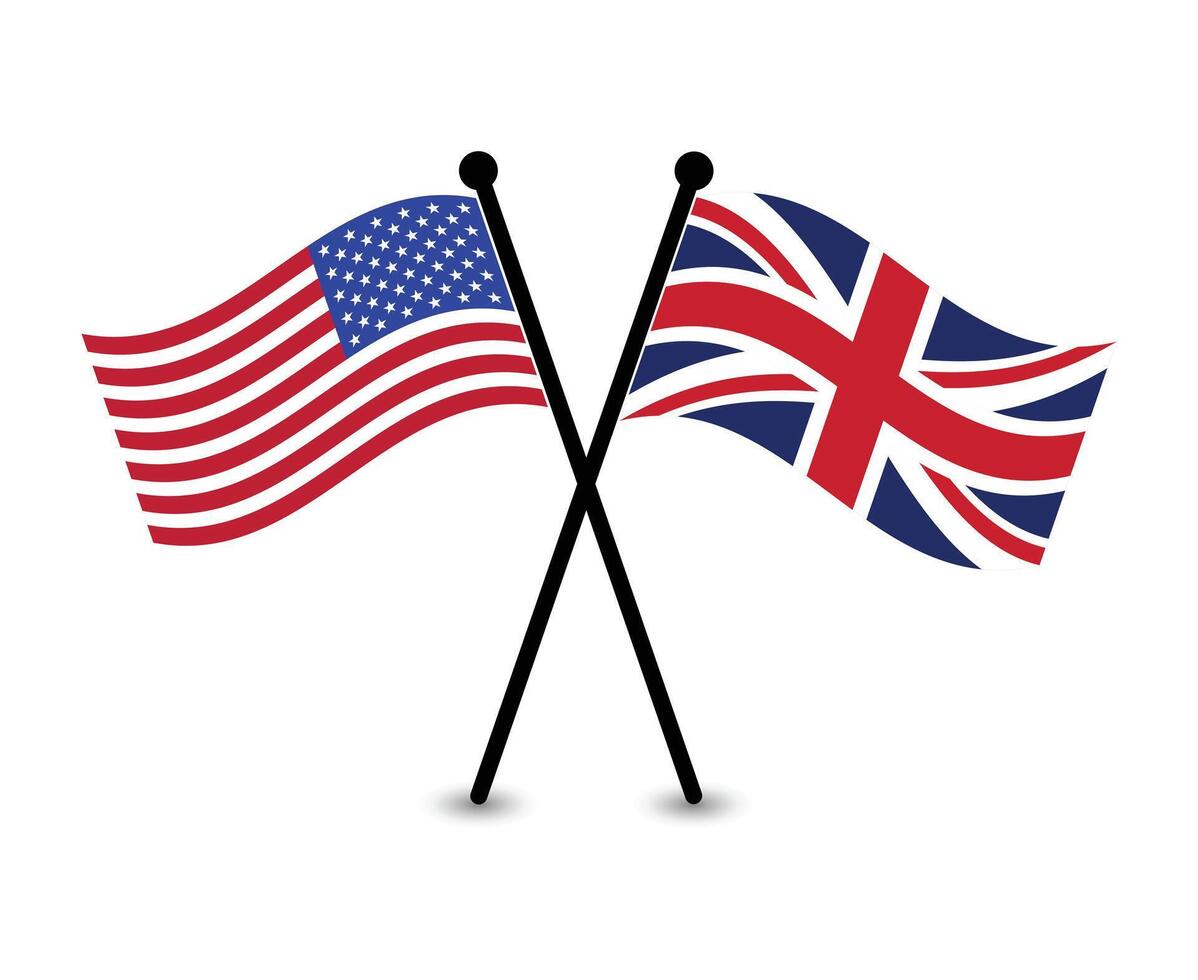 United States and United Kingdom flags vector