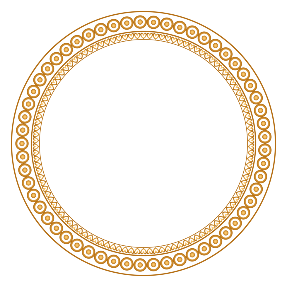 Luxury golden circle frame with vintage gold circular pattern transparent background round at ornament png