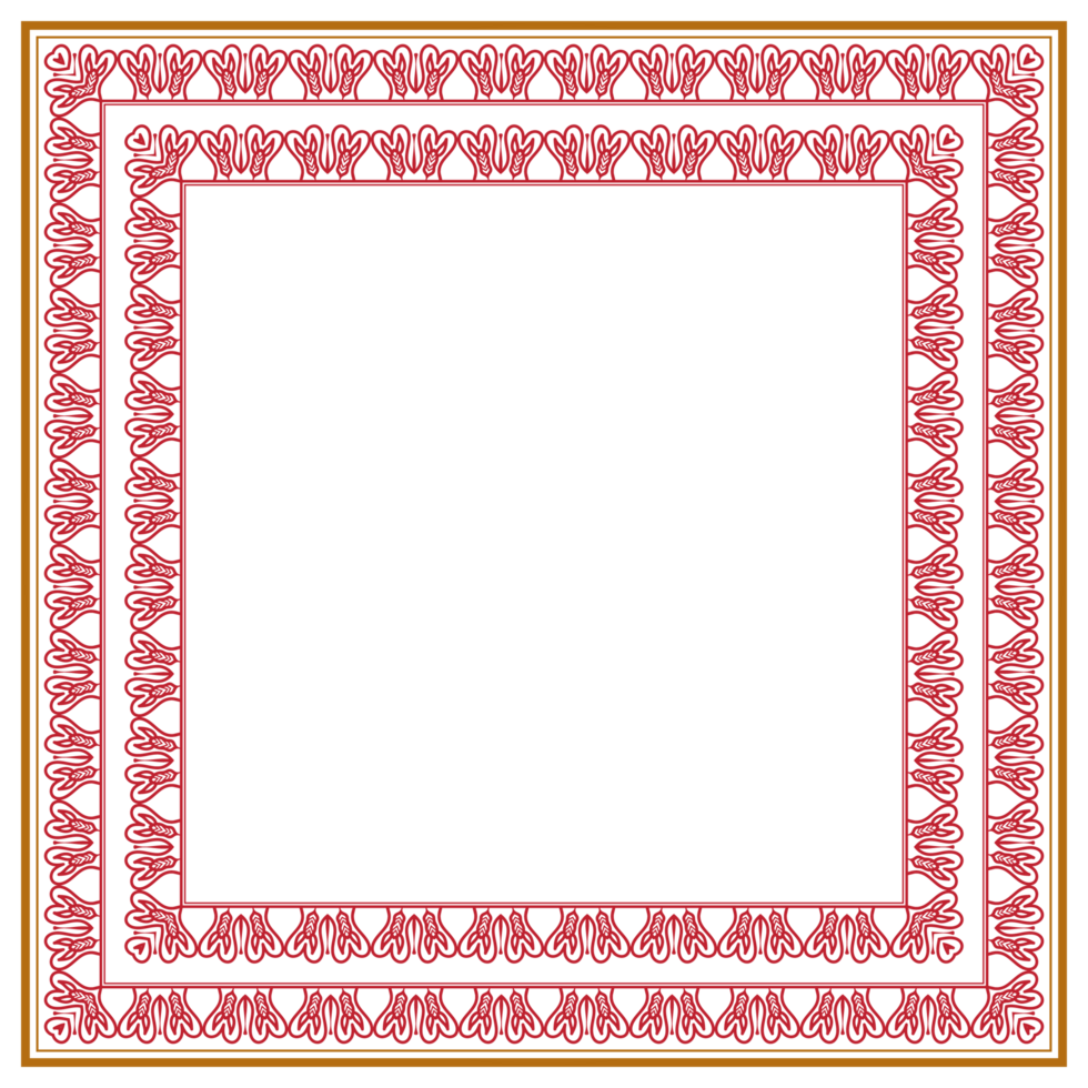 Shiny red Rectangle Corner Certificate Border Pattern Line Photo Frame Islamic Wedding Invitation Card Background on png