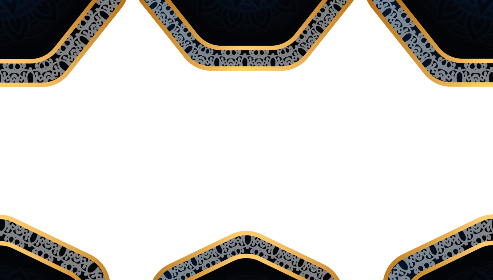 Luxury golden islamic wedding invitation ornament pattern border background banner for ramadan milad un nabi black png