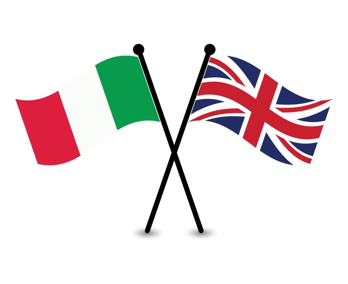 Italy and UK crossing flags illustration vector