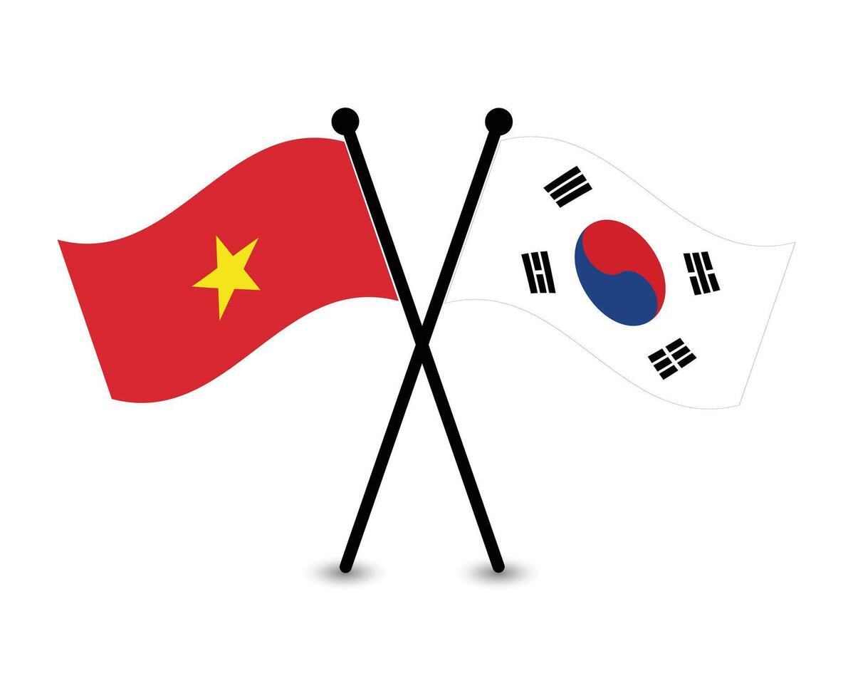 Vietnam and South Korea flags vector