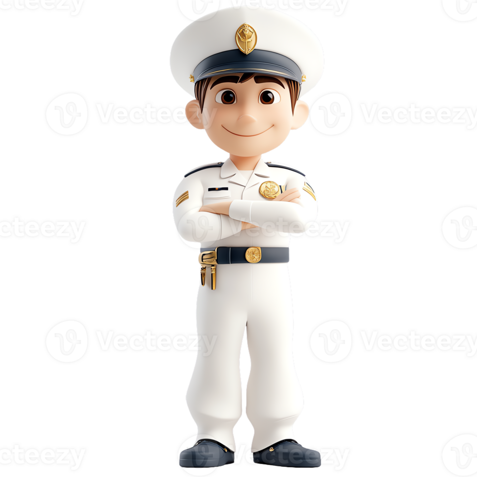 Cartoon police officer standing confidently png
