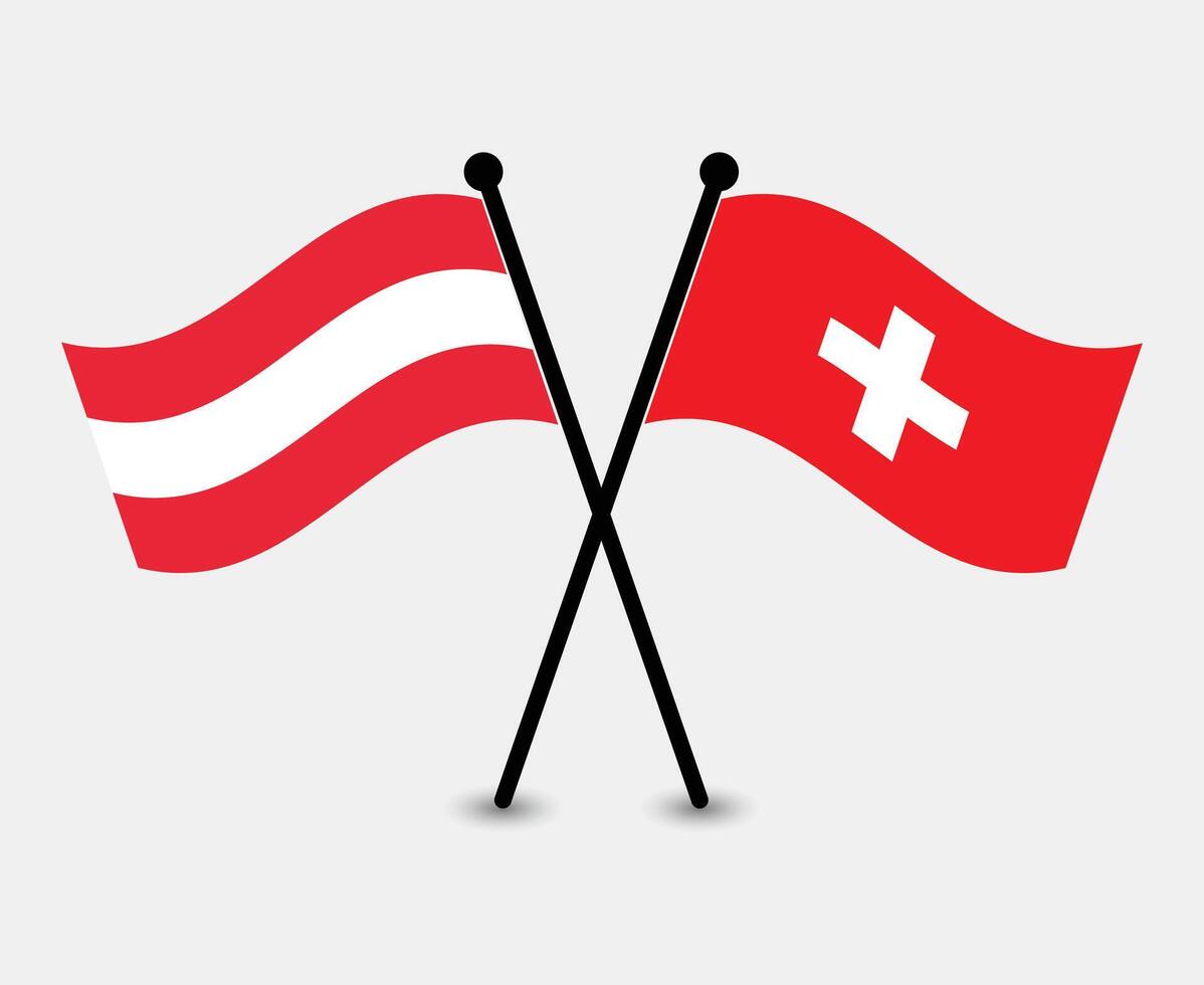 Austrian and Swiss flags crossed vector