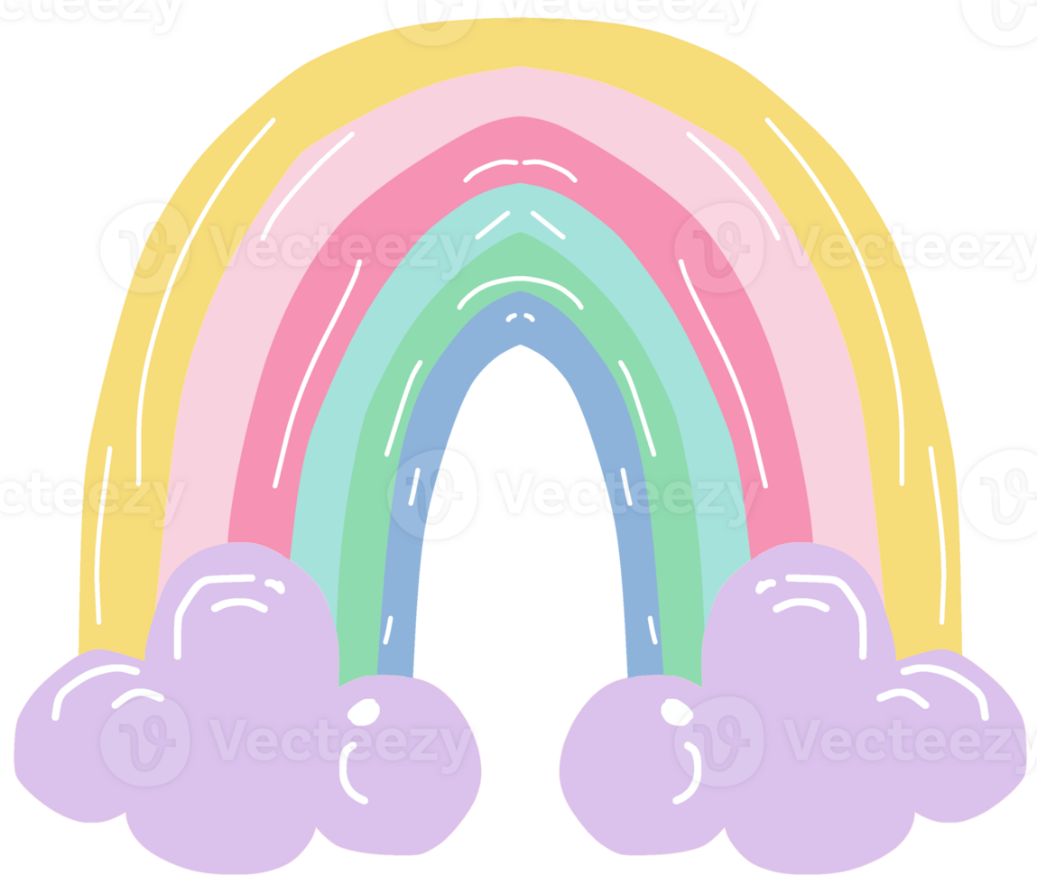 A rainbow with clouds and rainbows png