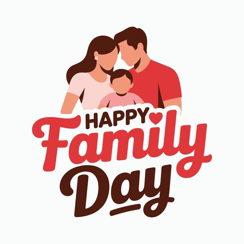 Happy Family Day illustration with parents and child, loving family concept, togetherness, celebration, design for greeting cards, posters, and banners. vector