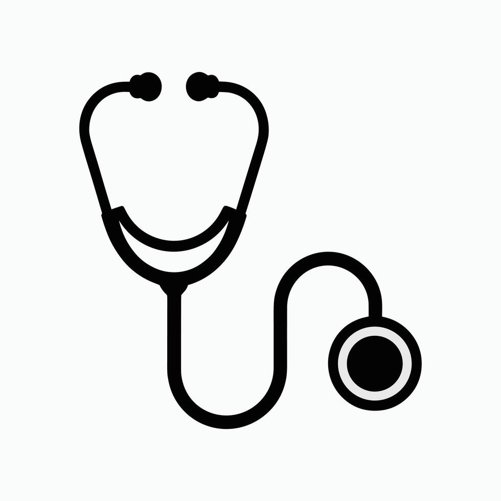 Black Stethoscope Icon in Flat Minimal Style Medical Equipment Illustration Isolated on White Background for Healthcare, Hospital, Doctor, and Medicine Concepts vector