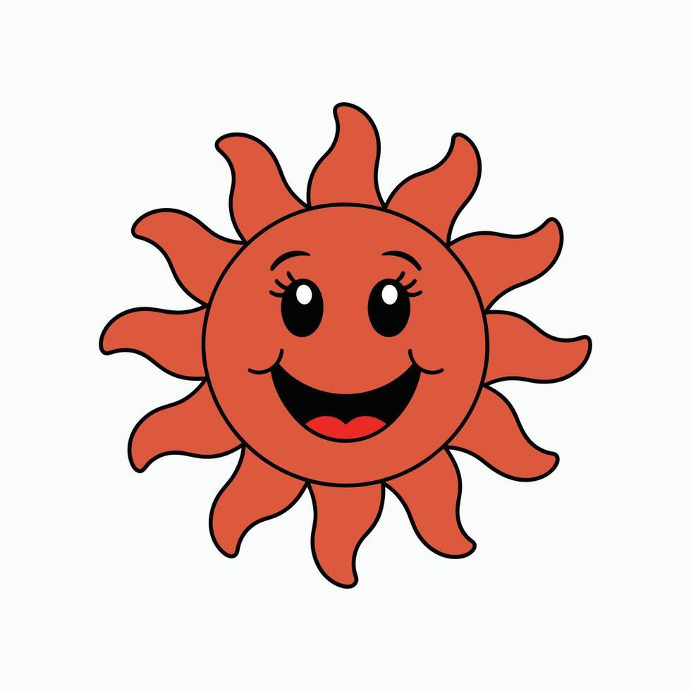 Cheerful illustration Smiling Sun on white background. vector