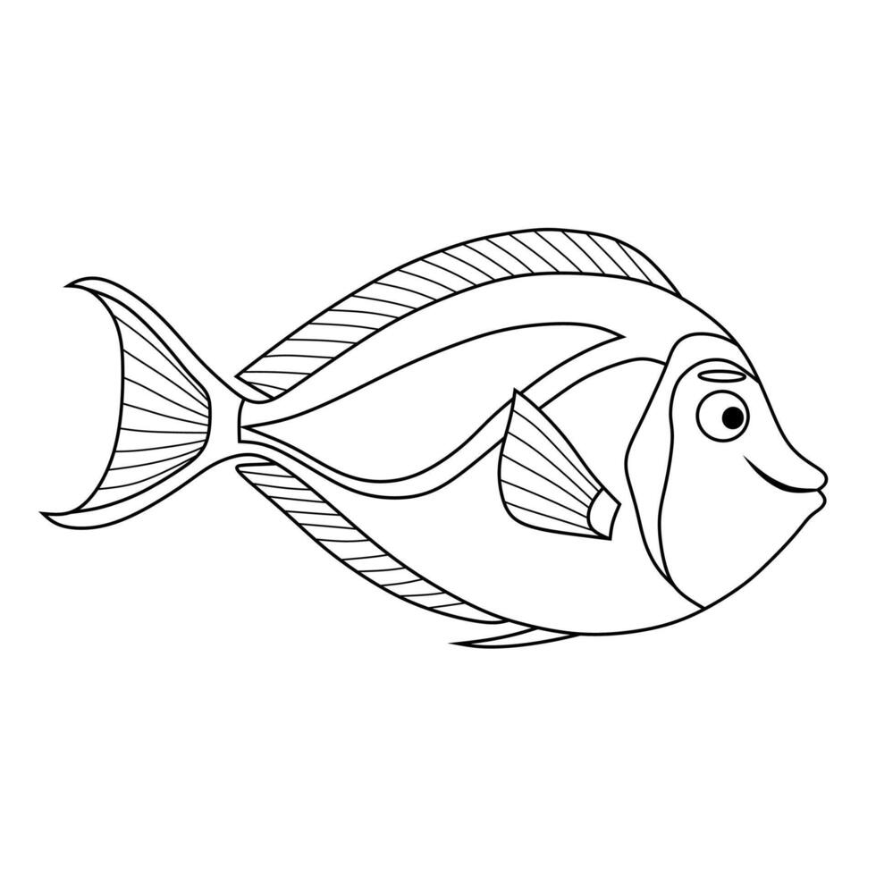 Elegant Blue Tang Fish Line Art Illustration vector