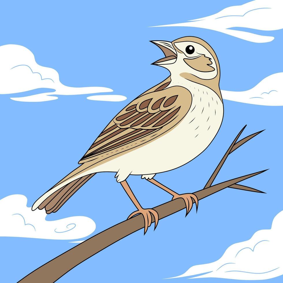 Singing bird on a branch vector