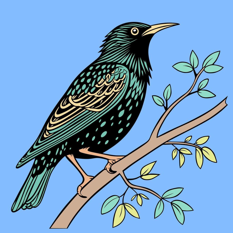 colorful bird on a branch vector