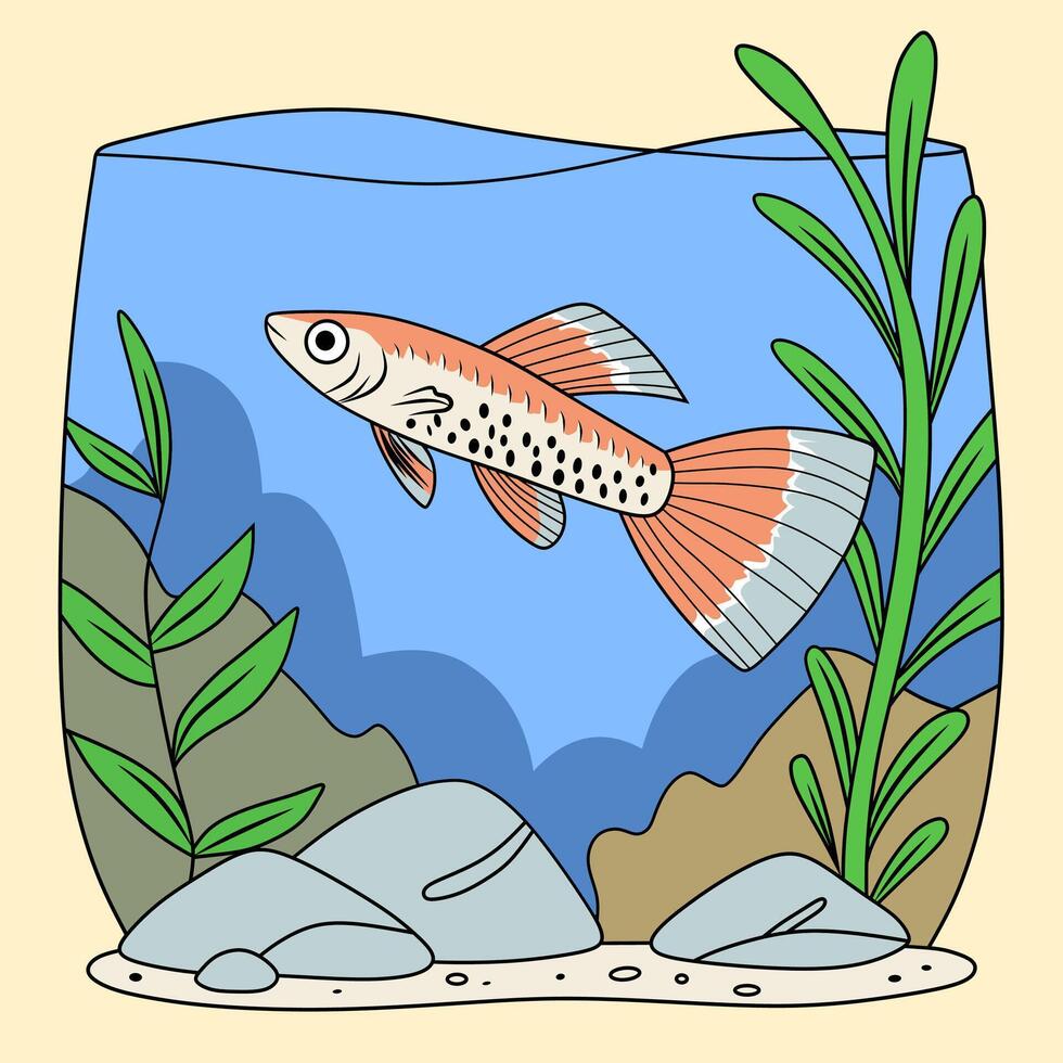 Fish swimming in an aquarium with plants vector