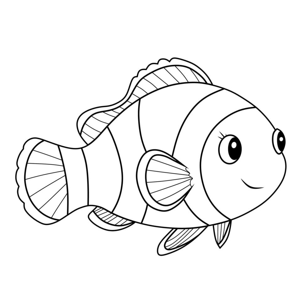 Cute Clownfish Line Art Illustration vector