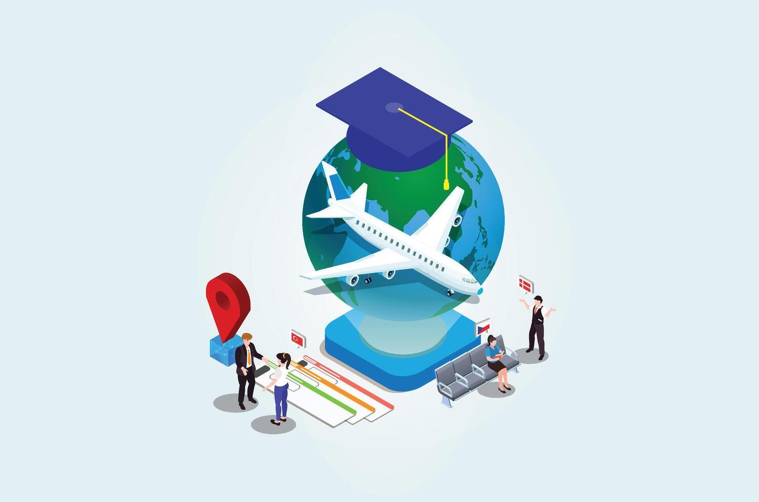 Students preparing for study abroad opportunities vector