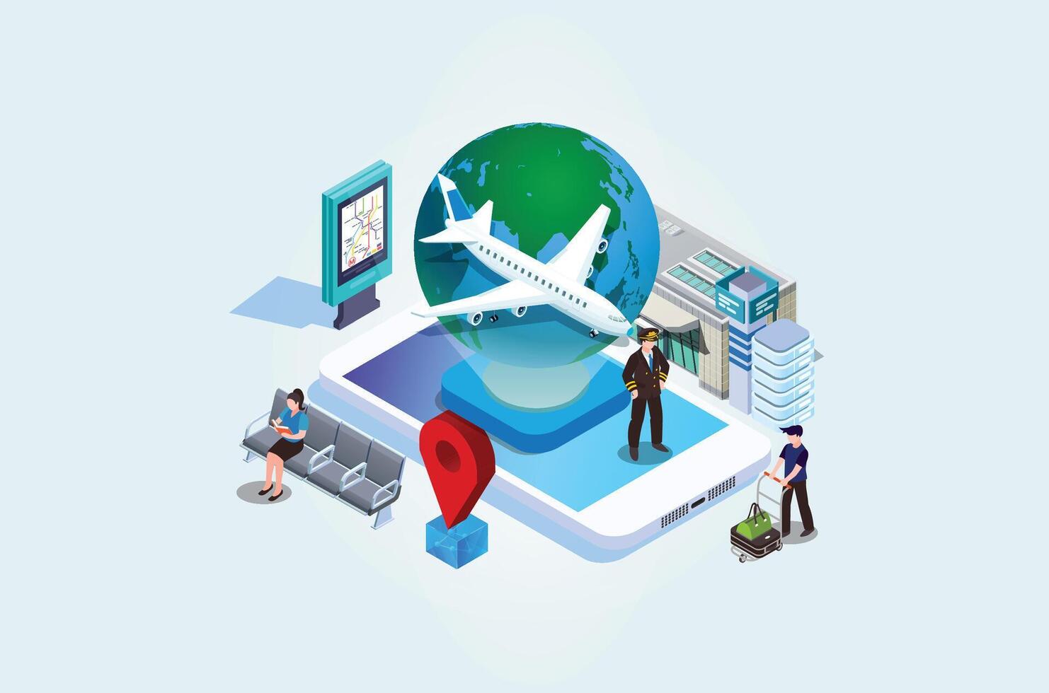 Air travel technology illustration vector