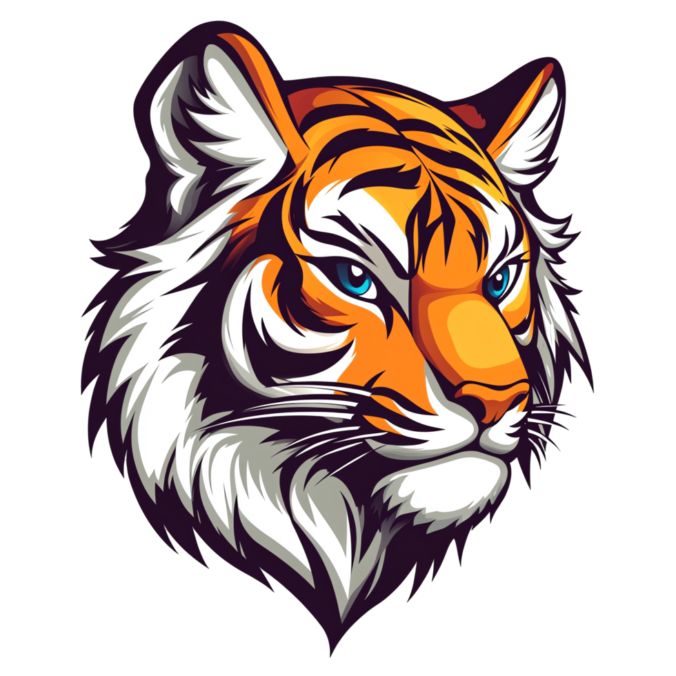 Majestic Tiger Head Fierce, Powerful, and Striking Illustration png