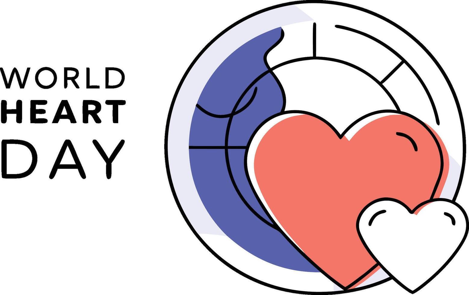 Global health awareness banner featuring a prominent red heart symbol and earth illustration for world heart day celebrations and medical campaigns vector