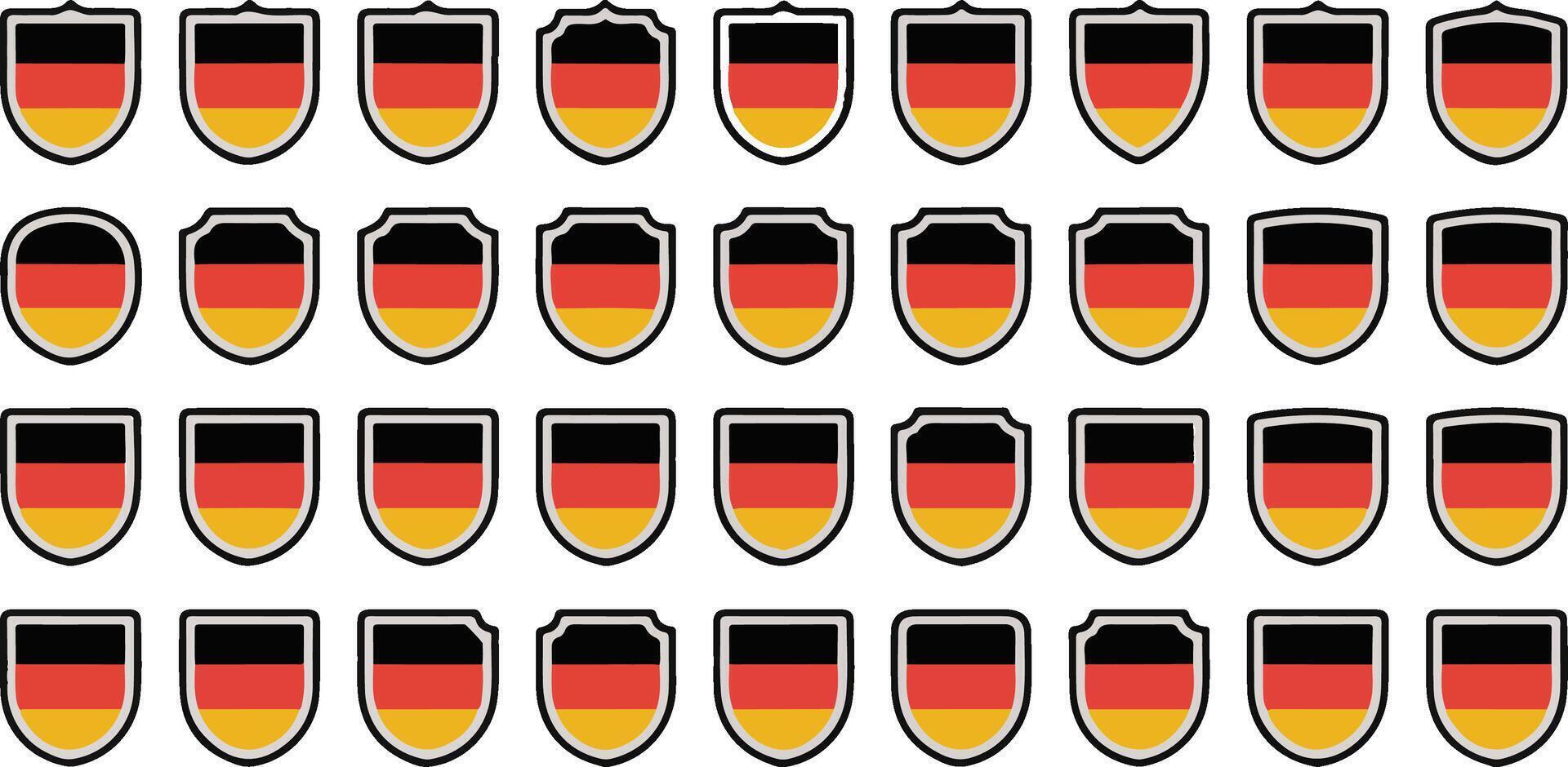 Germany flag shield icons set vector