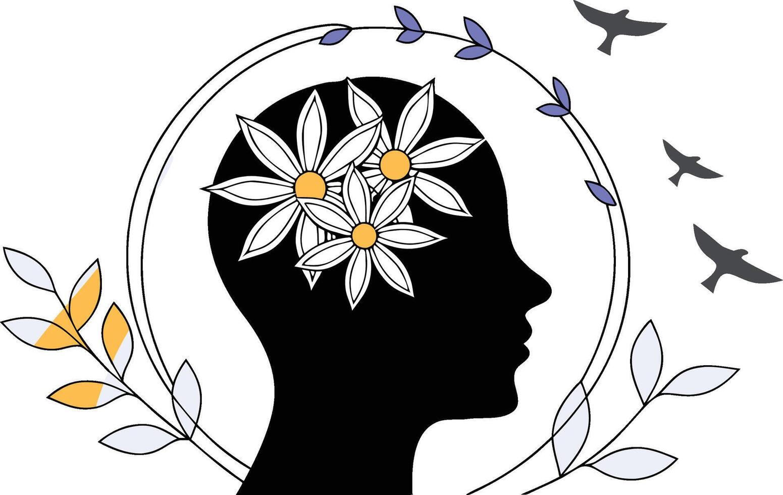 Global mental health awareness day celebration concept with abstract artistic elements and bold typography for campaigns and awareness materials vector
