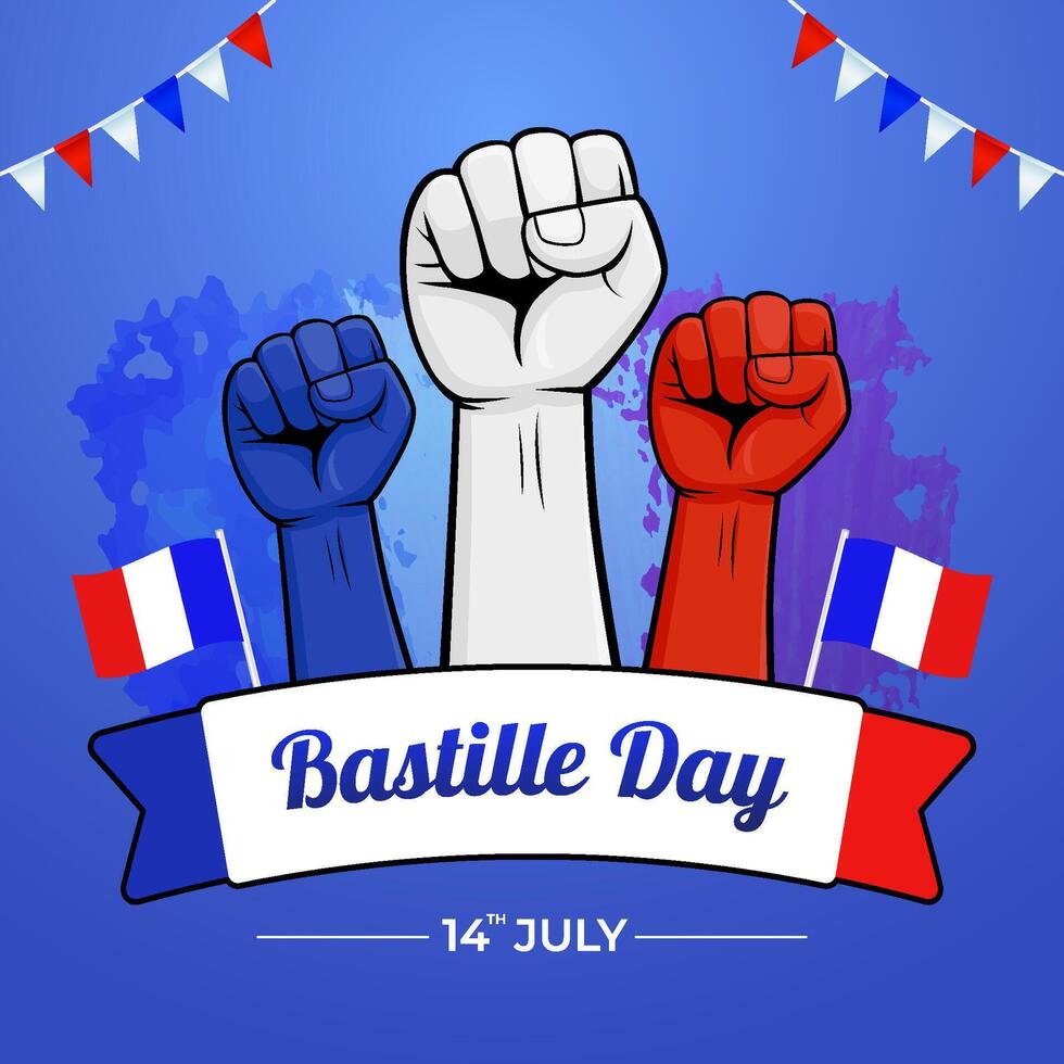 Bastille Day illustration with raised fists vector