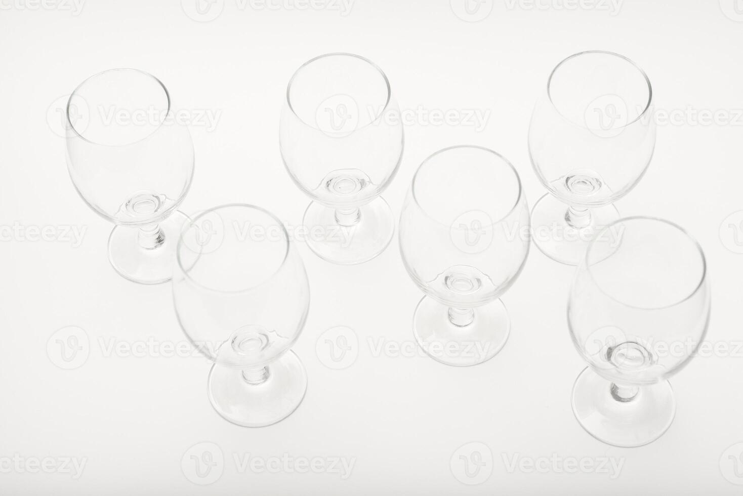 Set of empty cups. Clear drinking glass. photo