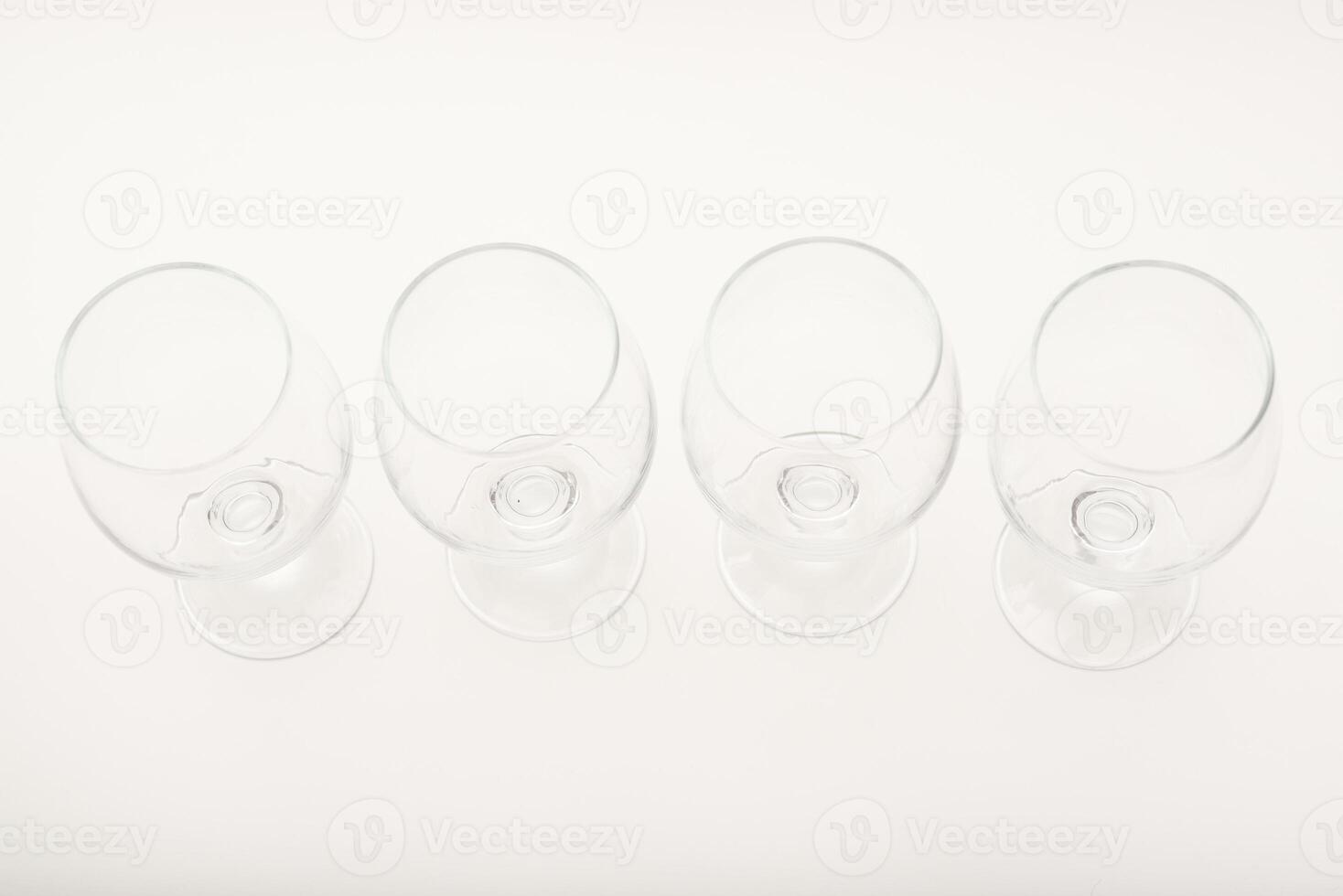 Clear glasses set. Dining table glassware. photo