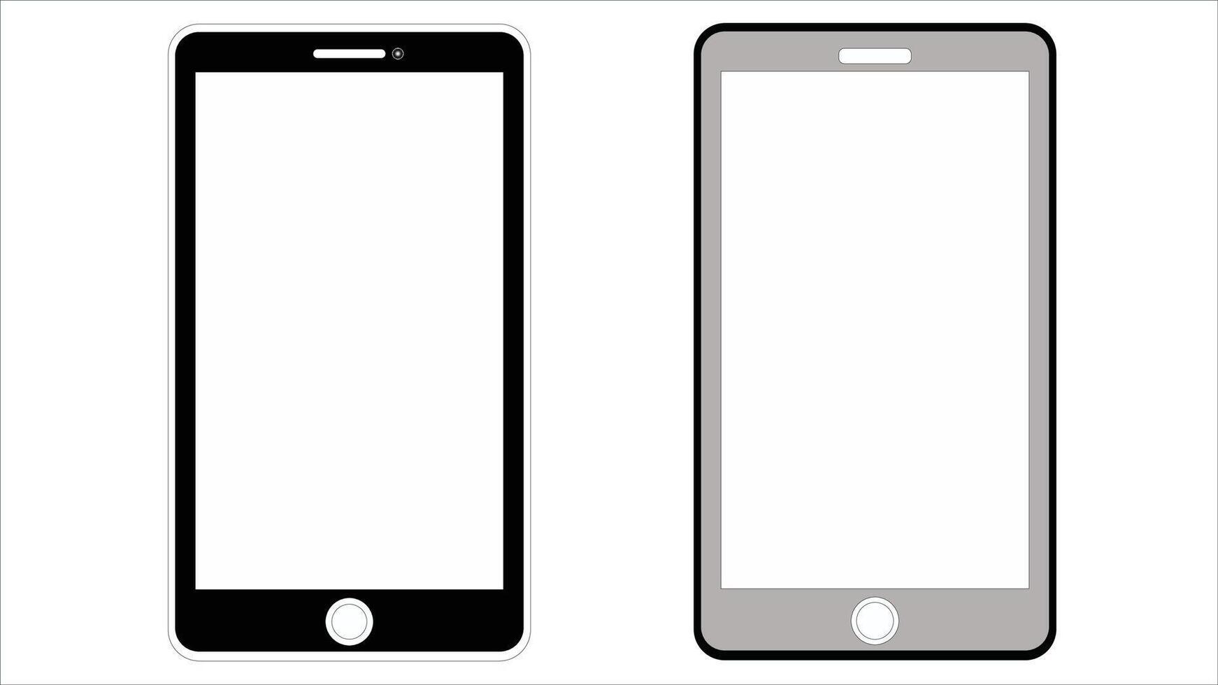 two smartphones with blank screens on a white background vector