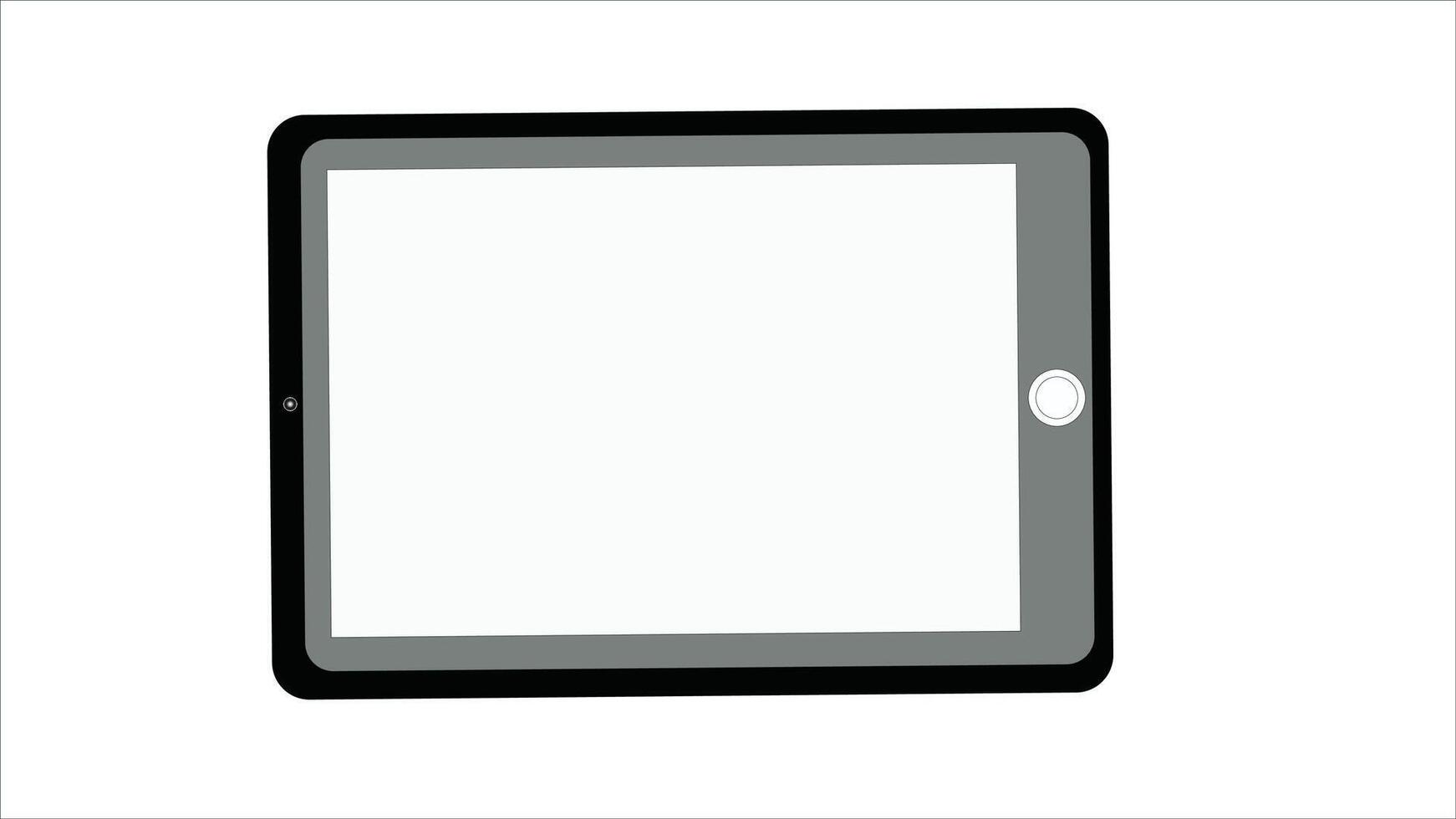 Laptop Tablet Horizontal Illustration Scene Empty White Screen vector