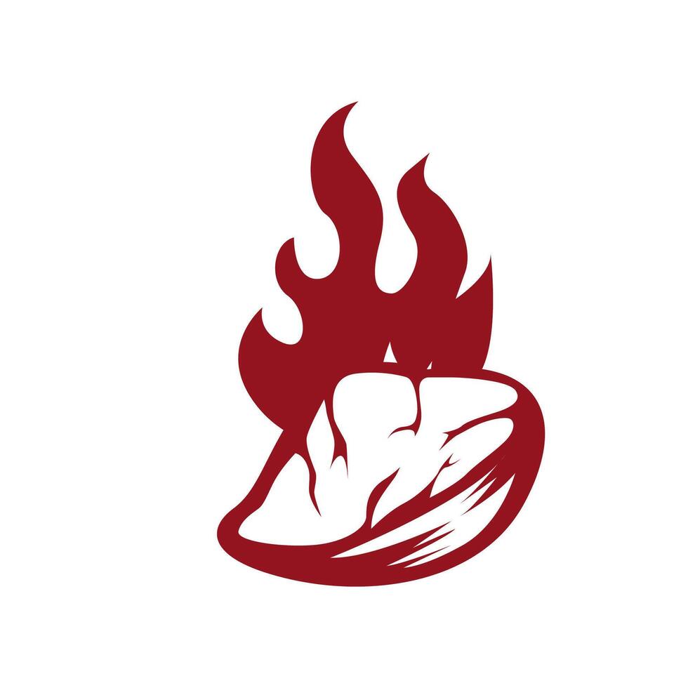 silhouette of steak logo with vintage vector