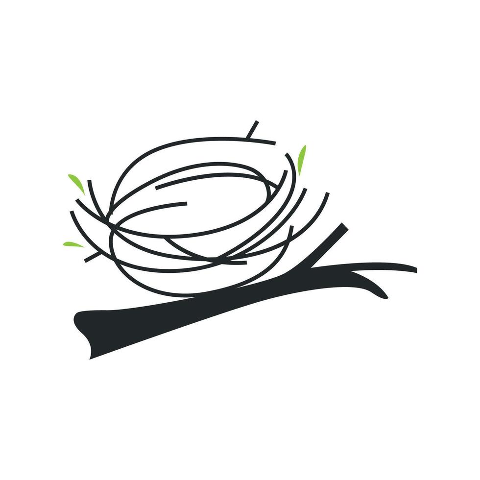 modern simple design bird nest logo, line concept bird shelter, flying animal template illustration symbol branding product brand vector