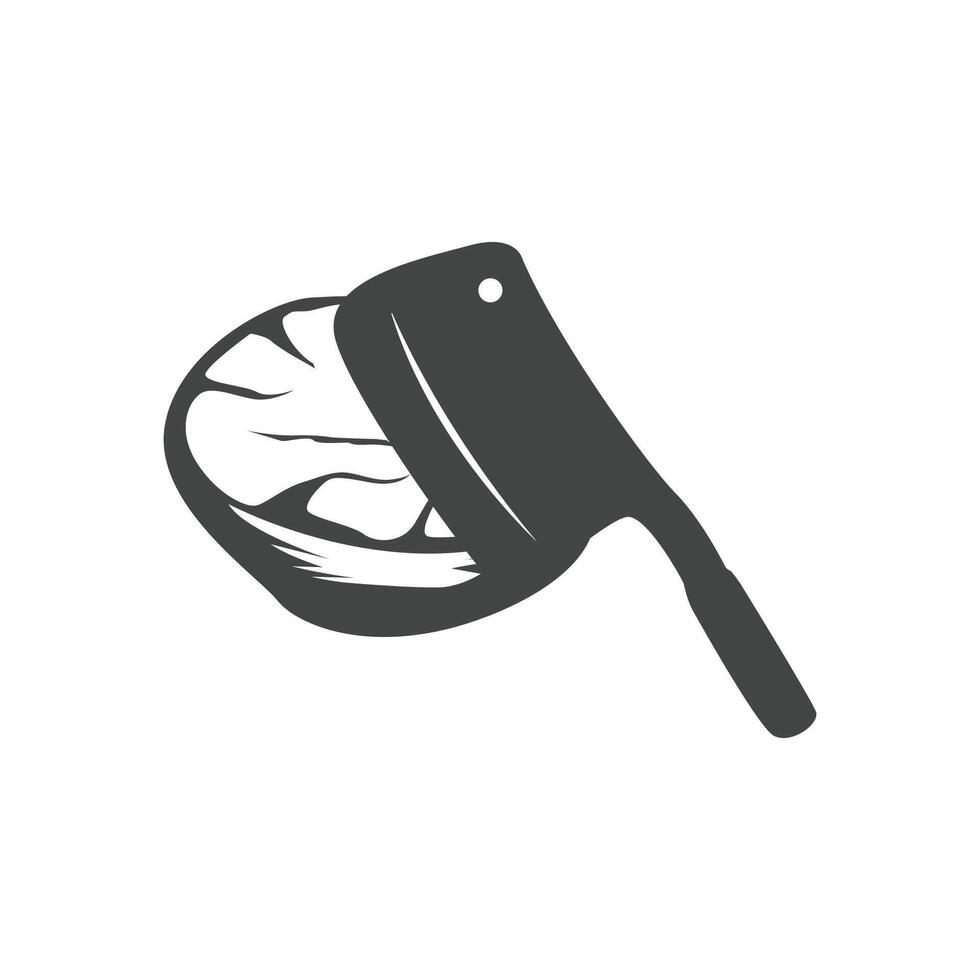 silhouette of steak logo with vintage old minimalist concept with meat, fire of steak symbol grilled meat templet brand restaurant, food, bar, cafe and poster vector