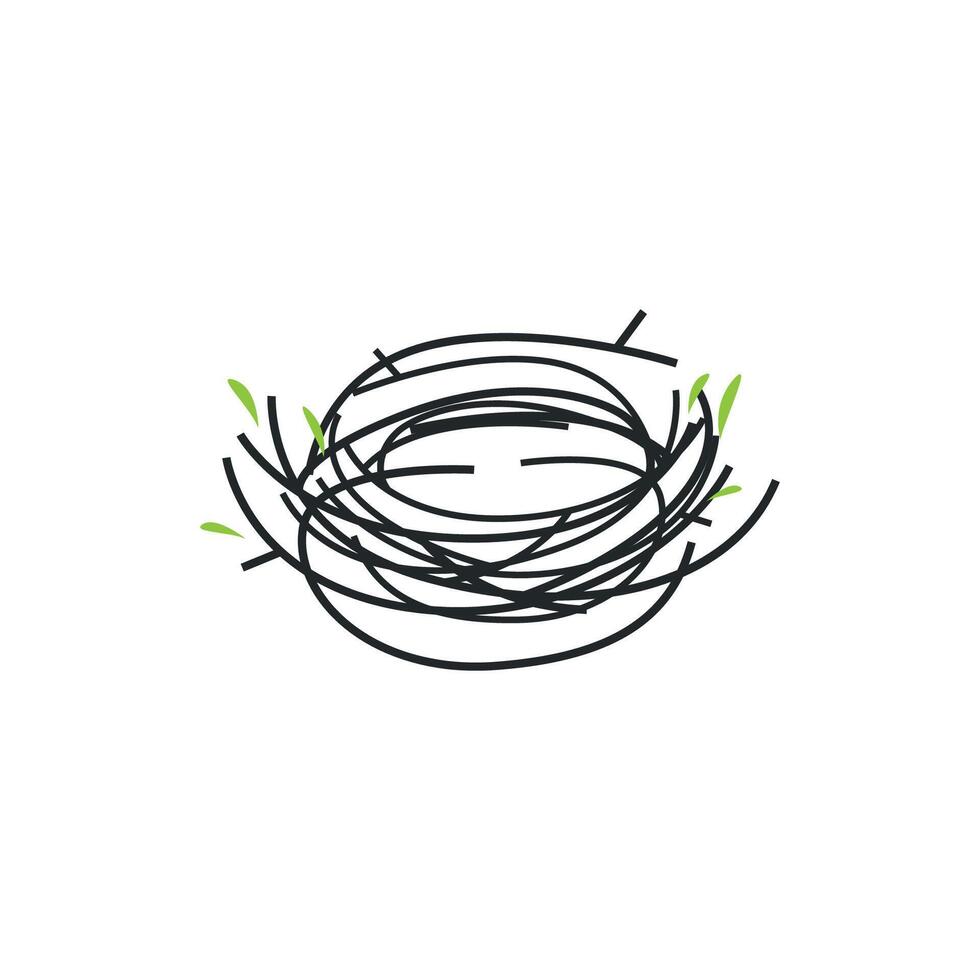 modern simple bird nest logo, line concept bird house shelter, flying animal template illustration symbol branding product brand vector