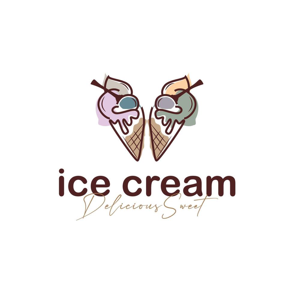 Sweet delicious, and cold food, ice cream logo with a modern and concept suitable for business brand, template, poster, restaurant, cafe, as an illustration symbol vector