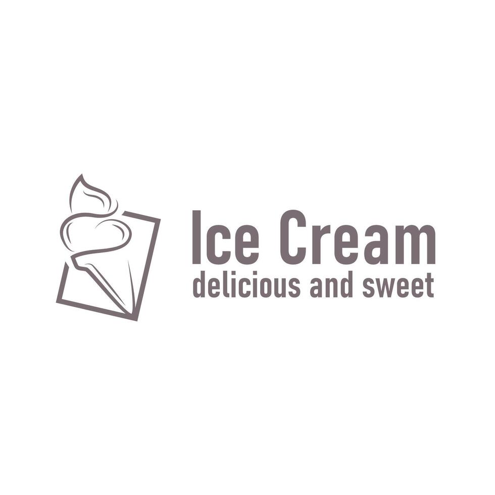 Sweet delicious, cold food, ice cream logo with a modern and minimalist line concept suitable for business brand, template, poster, restaurant, cafe, as an illustration symbol vector