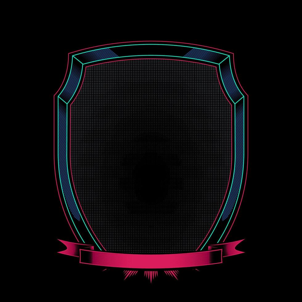 Shield frame and ribbon banner background template for tshirt design vector