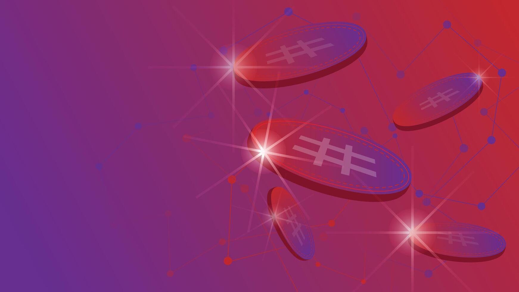 Cryptocurrency and crypto coin presentation banner illustration with blank space for text. vector