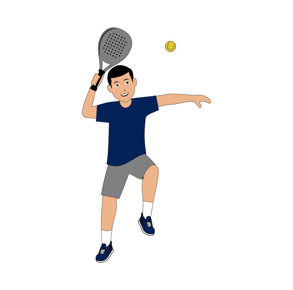 Padel Player Cartoon Illustration vector