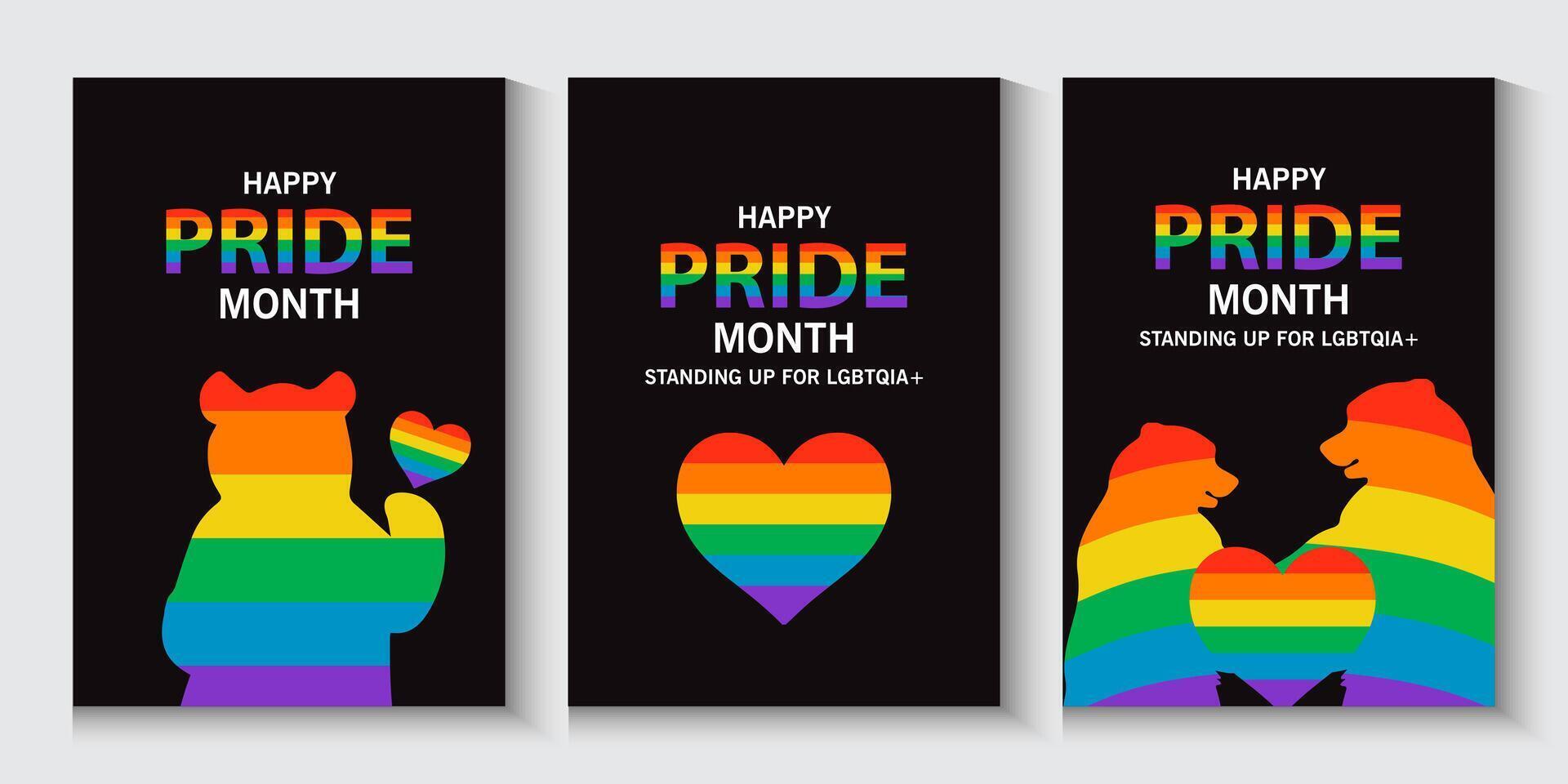 pride month banners with rainbow colors vector