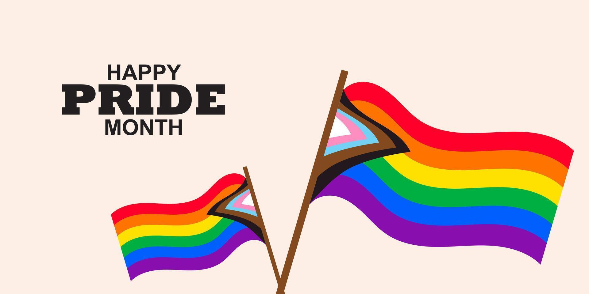 pride month banner background with rainbow flag vector