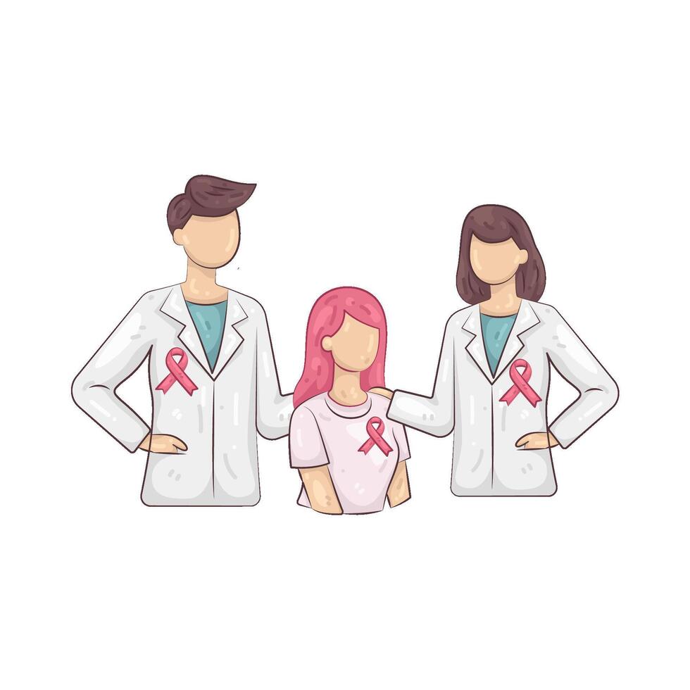 Doctors supporting breast cancer awareness vector