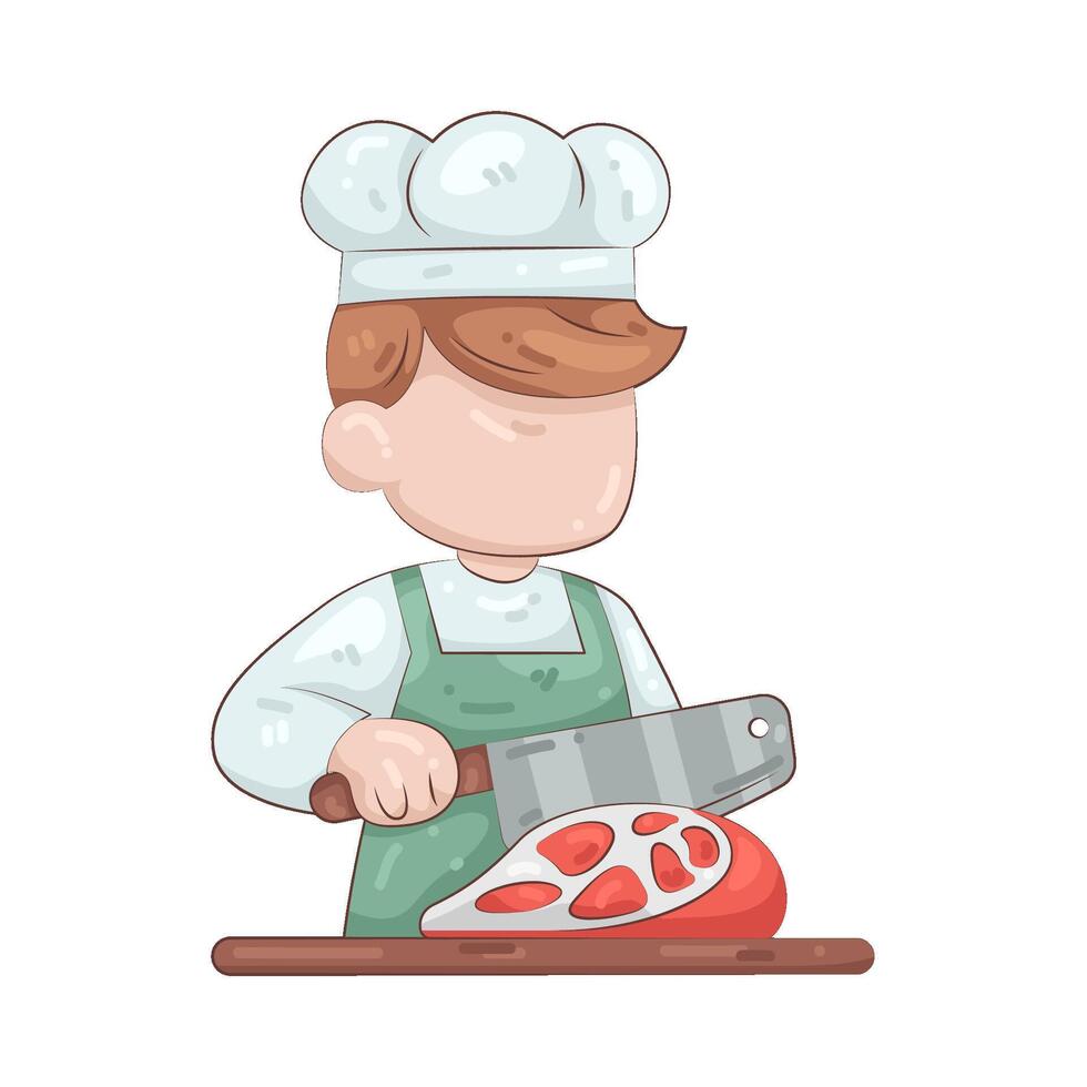 Butcher cuts meat vector