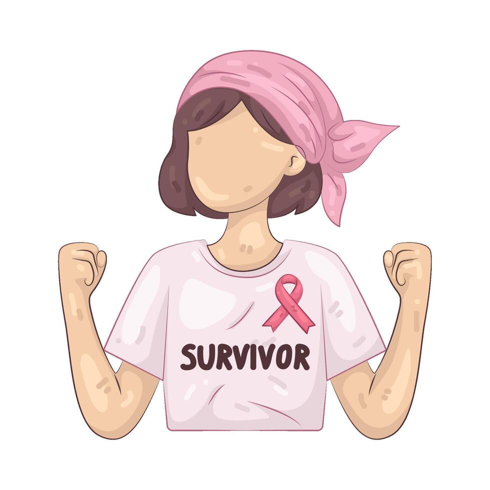 Breast Cancer Survivor with Pink Ribbon vector