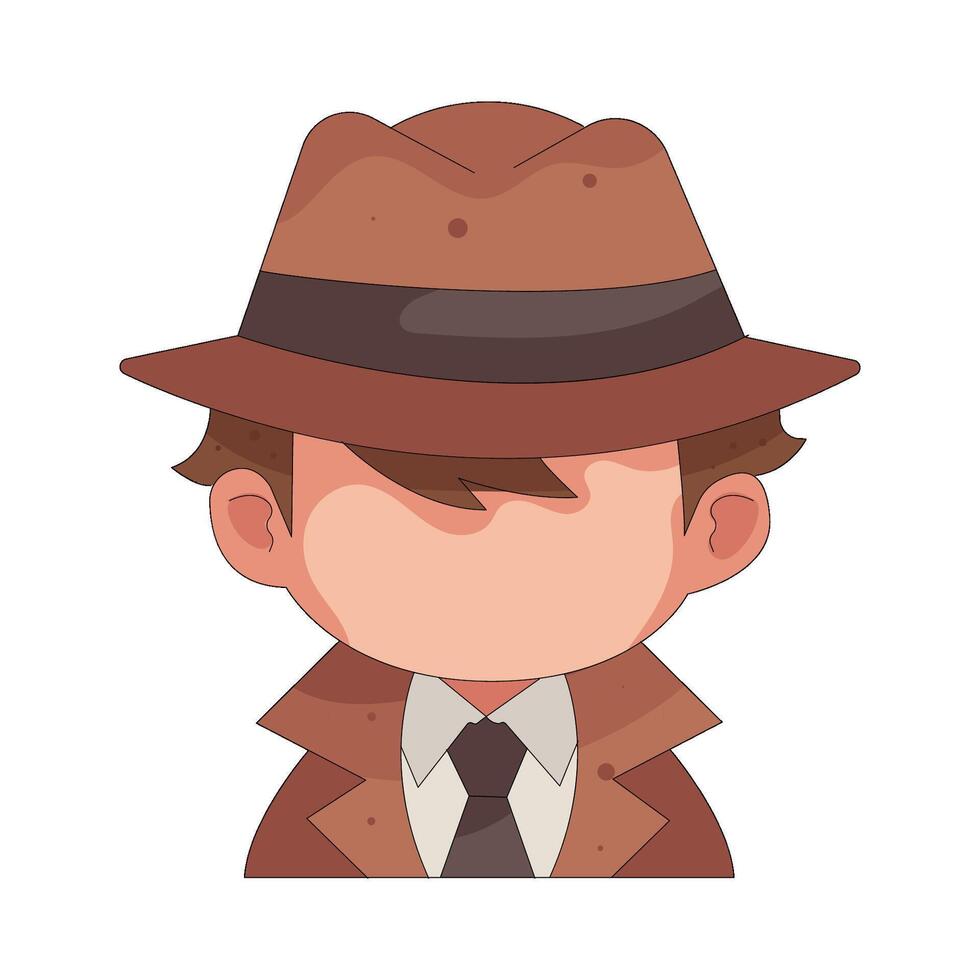 Detective Wearing Hat and Trench Coat vector