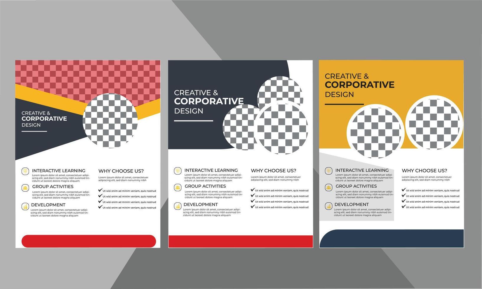 Modern designTHREE part flyer template vector