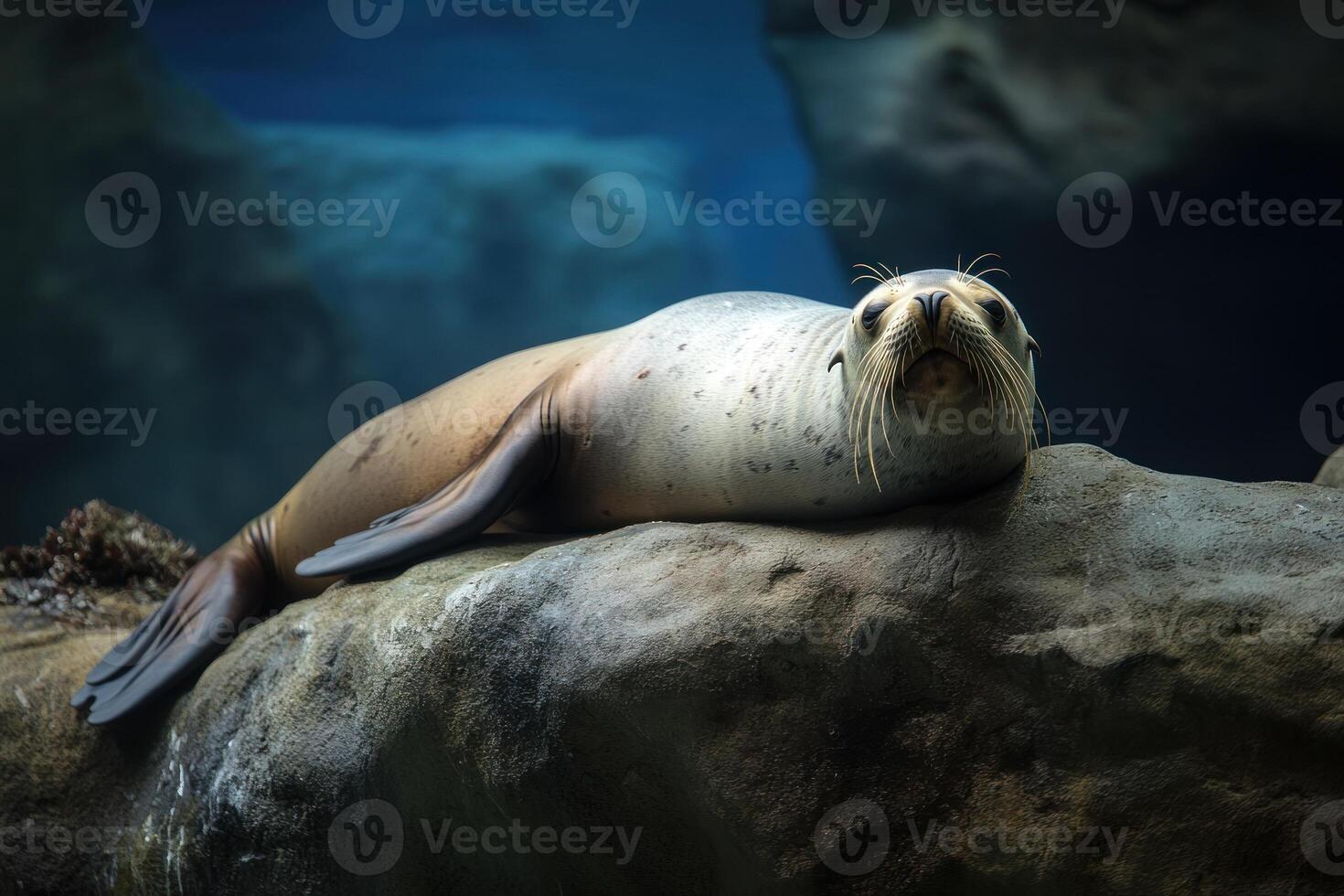Resting sea lion on a rock photo