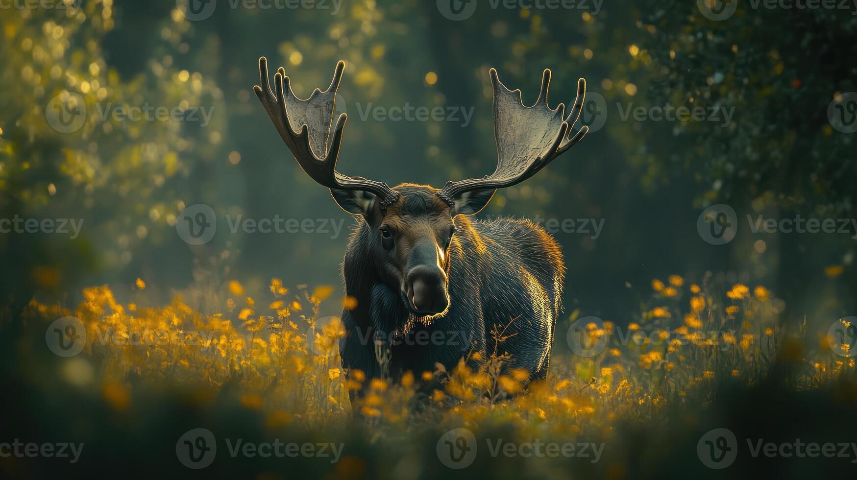 Majestic moose in a golden meadow photo