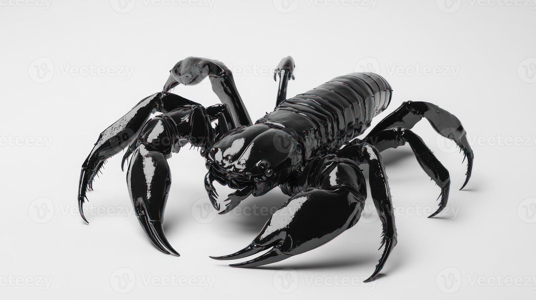 Glossy black scorpion on a white background photo
