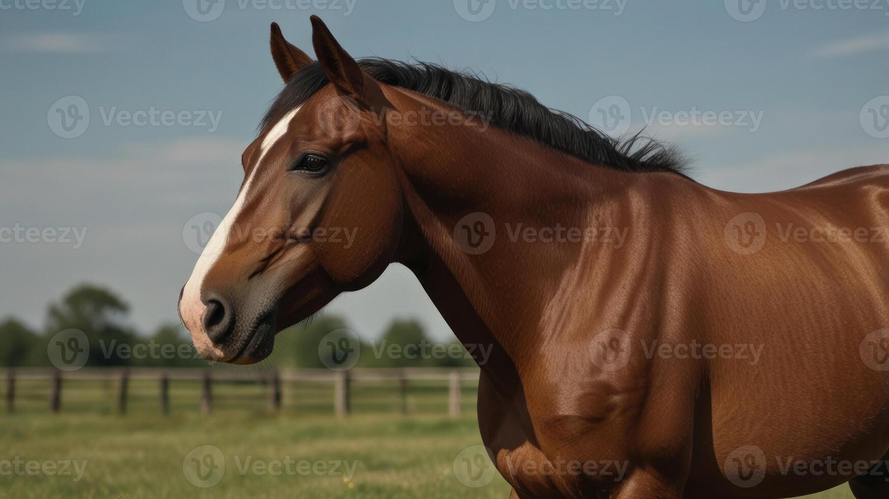 Horse portrait in a pasture photo