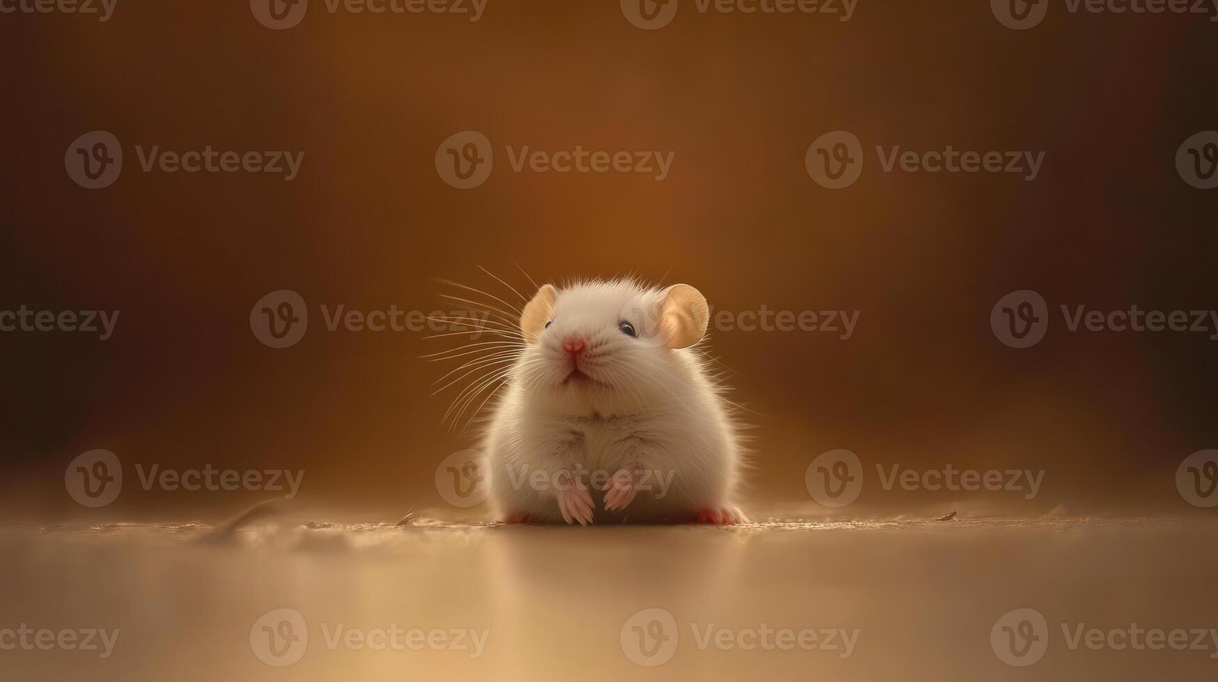 A small white mouse, softly lit photo
