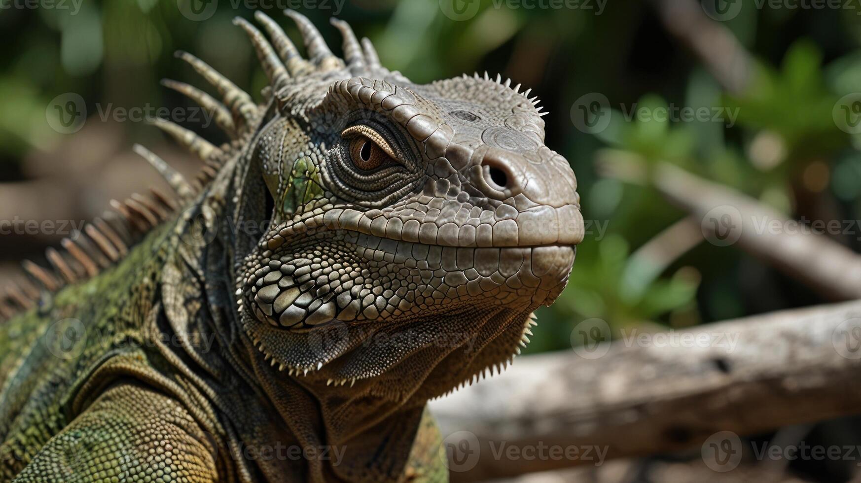 An iguana with a large head and long neck photo